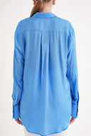 Blue Loose fit shirt with gathered detail 10854