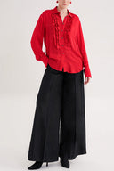 Red Loose fit shirt with gathered detail 10854