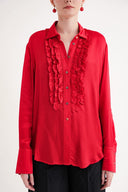 Red Loose fit shirt with gathered detail 10854