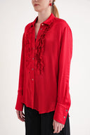 Red Loose fit shirt with gathered detail 10854