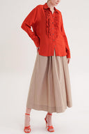 Orange Loose fit shirt with gathered detail 10854