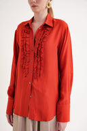 Orange Loose fit shirt with gathered detail 10854