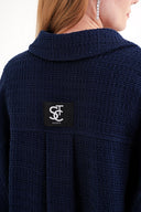 Navy Blue Loose fit snap-detailed shirt 10859