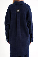 Navy Blue Loose fit snap-detailed shirt 10859