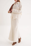 Ecru Loose fit snap-detailed shirt 10859