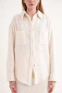 Ecru Loose fit snap-detailed shirt 10859