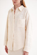 Ecru Loose fit snap-detailed shirt 10859