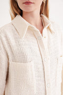 Ecru Loose fit snap-detailed shirt 10859