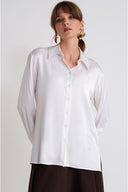 White Loose-fit shirt with slit detail 10860
