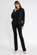 Black Loose fit zipper detailed shirt 10862