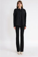 Black Loose fit zipper detailed shirt 10862