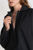 Black Loose fit zipper detailed shirt 10862