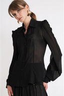 Black Body-hugging chiffon shirt 10864