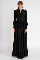 Black Body-hugging chiffon shirt 10864