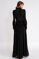 Black Body-hugging chiffon shirt 10864