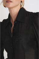 Black Body-hugging chiffon shirt 10864