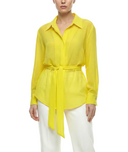 Yellow Loose fit belted shirt 10866