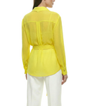 Yellow Loose fit belted shirt 10866