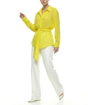 Yellow Loose fit belted shirt 10866
