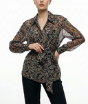 Patterned Loose fit belted shirt 10866