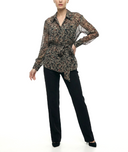 Patterned Loose fit belted shirt 10866