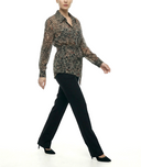 Patterned Loose fit belted shirt 10866