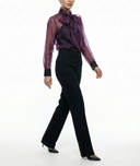 Burgundy Organza shirt with bow detail 10869