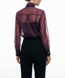 Burgundy Organza shirt with bow detail 10869