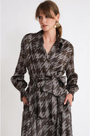 Brown Loose fit belted shirt 10871