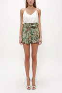 Khaki High waist  shorts 11095