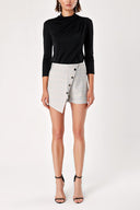 Beige Button detailed shorts skirt 11097