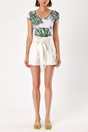 White High waist  Pleated  shorts  11099