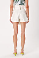 White High waist  Pleated  shorts  11099
