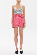 Fuchsia High waist  Pleated  shorts  11099