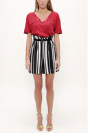 Black High waist  striped  shorts  11104