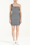 Blue-White One shoulder  Mini Dress  90455