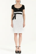 Black Tulle sleeve and neck mini dress  90484