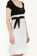 Black Tulle sleeve and neck mini dress  90484