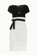 Black Tulle sleeve and neck mini dress  90484