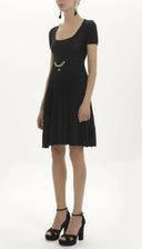 Black Pleated knit dress 27897