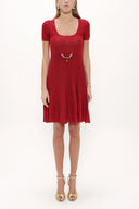 Red Pleated knit dress 27897