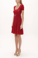 Red Pleated knit dress 27897