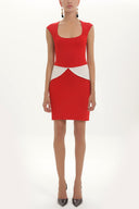 Red Contrast colour knit dress 27929