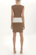 Beige Contrast colour knit dress 27929