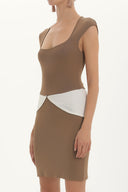 Beige Contrast colour knit dress 27929