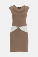 Beige Contrast colour knit dress 27929