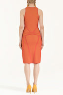 Yellow Printed knit  dress  28034