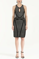 Ecru Printed knit  dress  28034