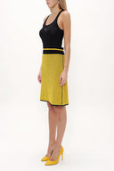 Yellow Belted  strappy  knit  dress  28036