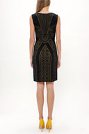 Black Printed knit  dress  28040